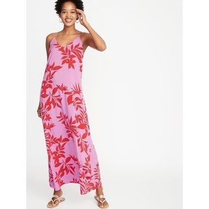 Old Navy Palm Tree V neck Maxi Shift Dress